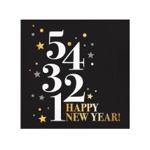 16 Serviettes en papier Golden New Year 33 x 33 cm - Couleur Noir
