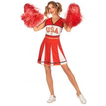 Déguisement pompom girl USA rouge pour Femme - Couleur Rouge - Taille L