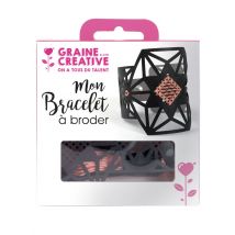 Kit bracelet à broder cuir noir motif étoile - Couleur Noir