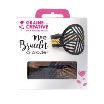 Kit bracelet à broder cuir noir motifs géométriques - Couleur Noir