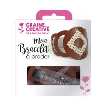 Kit bracelet à broder cuir marron motif rond - Couleur Marron