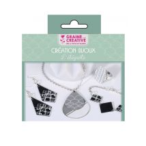 Kit création de bijoux parure chic noir et argent 12,5 x 13 cm - Couleur Noir