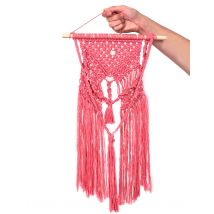 Kit macramé suspension bohème rose 30 x 50 cm - Couleur Rose