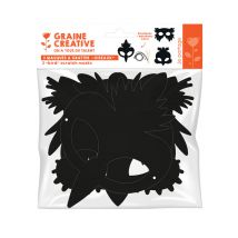 3 Masques plats à gratter en carton Oiseaux - Couleur Noir