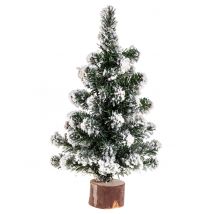Sapin de table enneigé sur rondin 25 cm - Couleur Vert