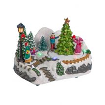 Village de noël lumineux sapin 18 x 12 x 13 cm - Couleur Multicolore