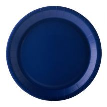 10 Assiettes en carton bleu marine 22 cm - Couleur Bleu foncé