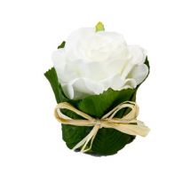 Rose blanche dans un pot en feuillage 8 x 6 cm - Couleur Blanc