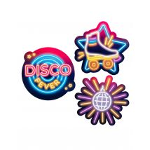 3 Décorations en carton Disco Fever 29 x 30 cm - Couleur Multicolore