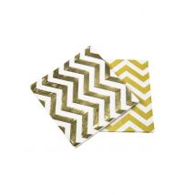 20 Serviettes en papier chevrons or 33 x 33 xm - Couleur Blanc
