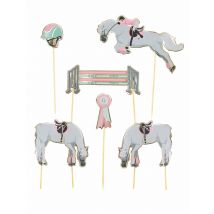 6 Décorations pour gâteau Cheval - Couleur Rose