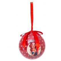 Boule de noël imprimée pin up et ruban 7,5 cm - Couleur Rouge