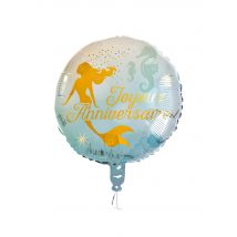 Ballon aluminium Joyeux Anniversaire sirène 45 cm - Couleur Bleu