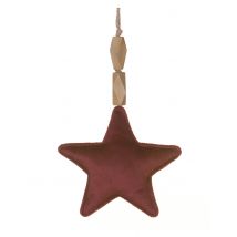 Suspension étoile en velours bordeaux 15 cm - Couleur Bordeaux