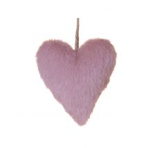 Suspension coeur en fourrure rose 12 cm - Couleur Rose