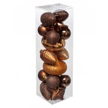 Kit décorations de sapin bronze 18 pièces - Couleur Marron