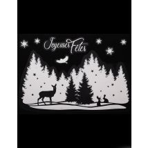 Sticker pour vitre paysage de Noël 29 x 40 cm - Couleur Blanc