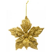 Suspension poinsettia à paillettes dorées 12 cm - Couleur Or