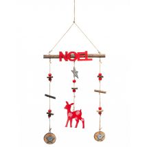 Décoration à suspendre en bois renne de Noël 38 cm - Couleur Rouge