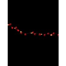 Guirlande lumineuse boules en bois rouge 220 cm - Couleur Rouge