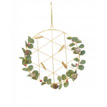 Couronne à suspendre pêle-mêle lumineuse 28 cm - Couleur Vert