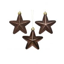 6 Suspensions pour sapin étoiles chocolat 7,5 cm - Couleur Marron