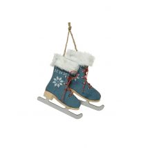 Suspension pour sapin patins à glace bleus 9 cm - Couleur Blanc