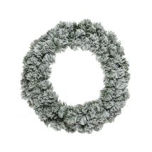 Couronne de Noël sapin enneigé 50 cm - Couleur Blanc
