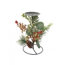 Bougeoir traditionnel et végétal 20 cm - Couleur Rouge