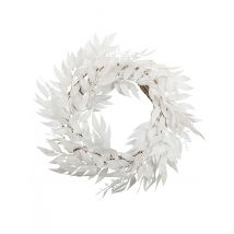 Couronne de feuilles blanches à paillettes 50 cm - Couleur Blanc