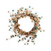 Couronne décorative branches et boules pailletées 40 cm - Couleur Bleu