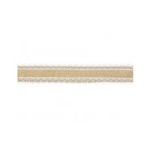 Ruban en toile de jute naturelle et bordure dentelle 4 cm x 5 m - Couleur Ivoire
