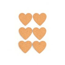 6 Etiquettes adhésives cœur en liège 7,5 x 4,5 cm - Couleur Ivoire