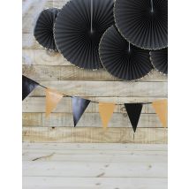 Guirlande à fanions noirs et oranges 2 m x 15 cm - Couleur Noir