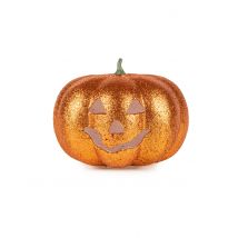 Citrouille Halloween lumineuse pailletée 17 cm - Couleur Orange