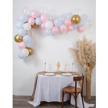 Kit arche de 58 ballons gender reveal - Couleur Rose
