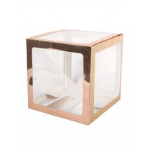 Cube à ballons transparent rose gold 30 x 30 cm - Couleur Rose