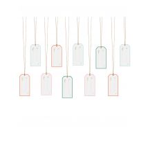 12 Etiquettes en carton de Noël 9 x 4 cm - Couleur Multicolore