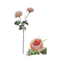 Roses artificielles pêche sur tige 46 cm - Couleur Orange
