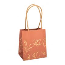 6 Sacs cadeaux merci terracotta et brindilles or 10 x 11 x 7 cm - Couleur Bordeaux