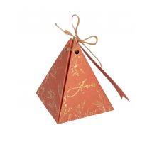 10 Contenants pyramide terracotta et brindilles or 6,7 x 8,7 cm - Couleur Bordeaux