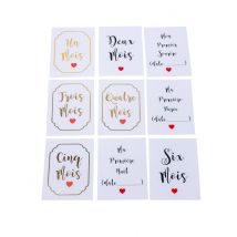18 Cartes étapes première année dorées 14 x 19 cm - Couleur Blanc