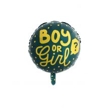 Ballon en aluminium Boy or Girl turquoise doré 45 cm - Couleur Vert