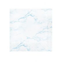 16 Petites serviettes en papier bleu marbré 16,5 x 16,5 cm - Couleur Bleu