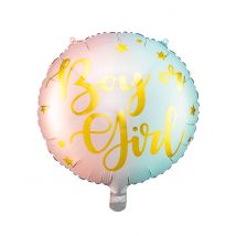 Ballon en aluminium Boy or Girl pastel 35 cm - Couleur Rose