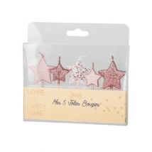 5 Bougies étoiles sur pic dégradé rose gold 7 cm - Couleur Rose
