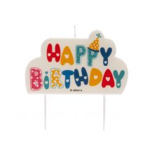 Bougie festive Happy Birthday 10 x 6 cm - Couleur Multicolore