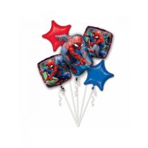 Bouquet de 5 ballons aluminium Spiderman - Couleur Bleu