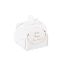 8 Contenants en carton Mon Premier anniversaire 5 x 7 cm - Couleur Blanc