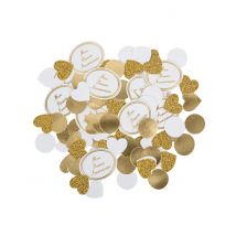 100 Confettis Mon Premier anniversaire blancs et dorés - Couleur Blanc